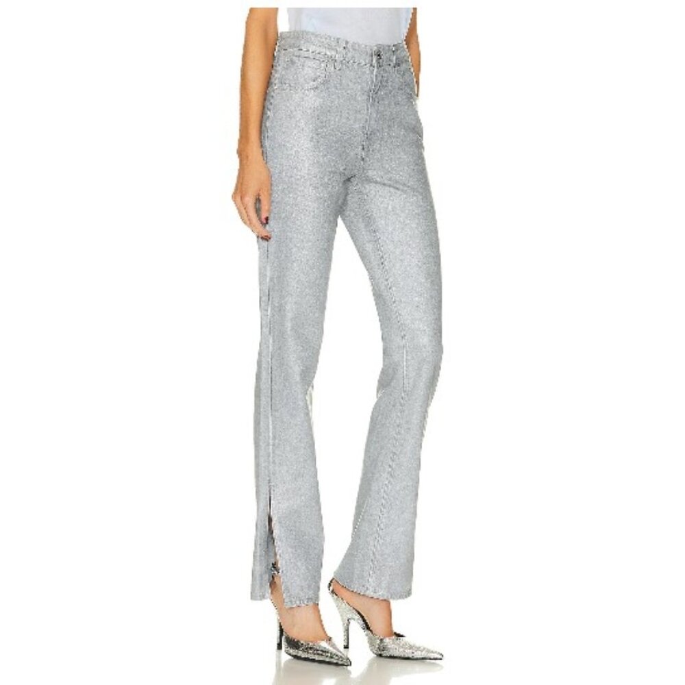 GRLFRND Harlow Coated High Rise Bootcut Jeans Silverado Size 28 NWT